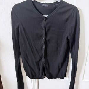 Brandy Melville Black Button-Front Cotton Cardigan